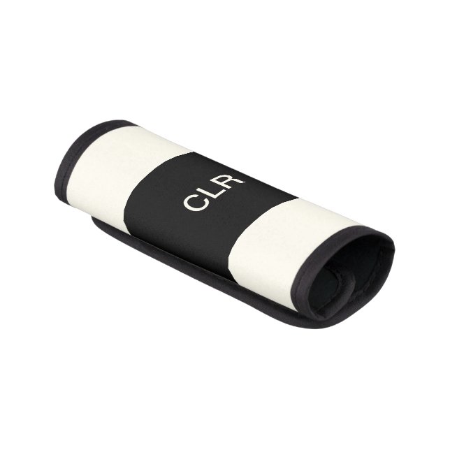Simple Black Ivory Monogram Luggage Handle Wrap (Angled)