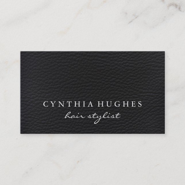 Simple Black Leather Business Card (Front)