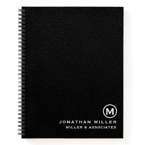 Simple Black Leather Initial Logo Notebook