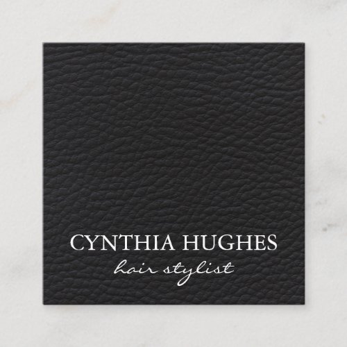 Simple Black Leather Square Business Card