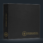 Simple Black Leather Texture Justice Gold Logo 3 Ring Binder<br><div class="desc">Simple,  minimalistic law office design with a justice logo and custom text in gold with a black leather texture image.</div>