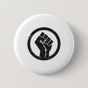 Simple Black Life Material Protest Power Fist Wide Button