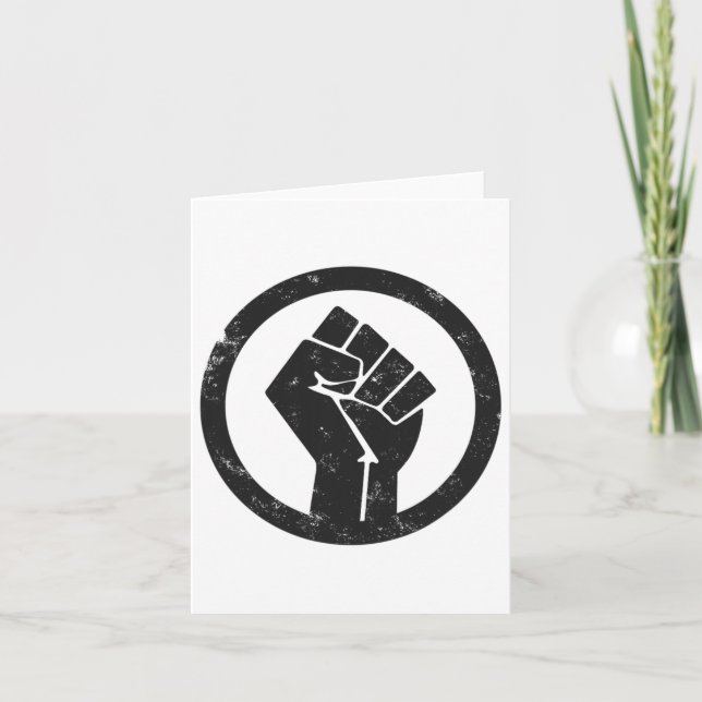 Simple Black Life Material Protest Power Fist Wide Card (Front)