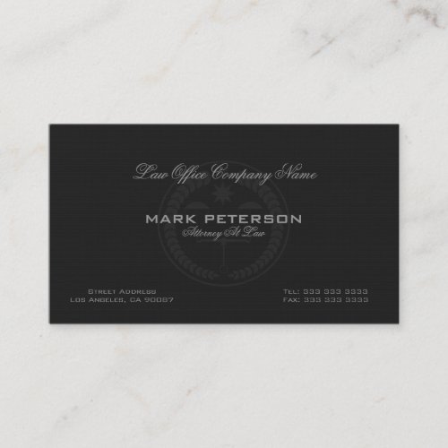 Simple Black Linen Texture AttorneyIn Law Business Cards