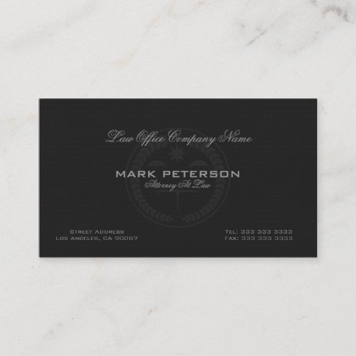 Customizable Simple Black Linen Texture AttorneyIn Law Business Cards