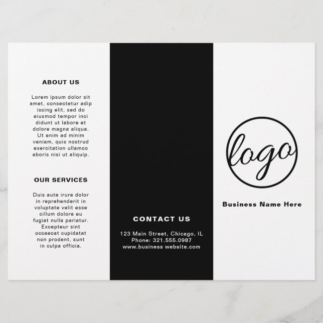 Simple Black Logo Modern Business Trifold Brochure (Front)
