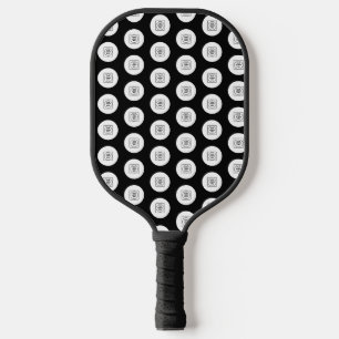 Simple Black Logo Pattern Business Promo Pickleball Paddle