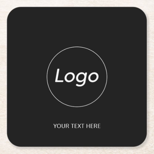 Simple Black Logo Square Paper Coaster