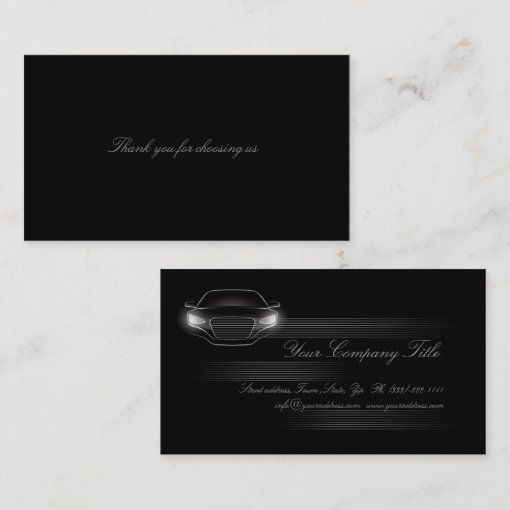 Simple Black Luxury Car Company Business Card | Zazzle