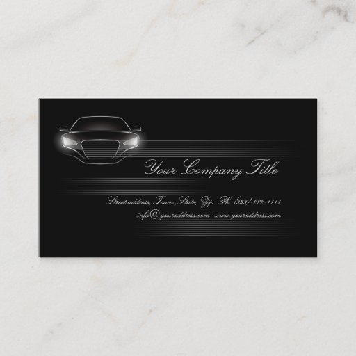 Customizable Simple Black Luxury Car Company Business Card QR