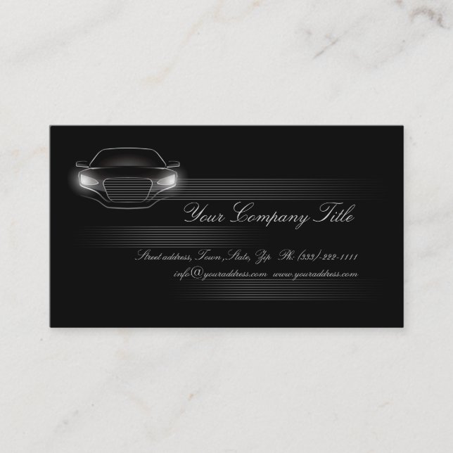 Simple Black Luxury Car Company Business Card QR (Front)