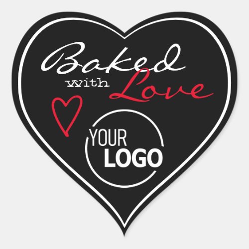 Simple Black Made with Love Heart Logo Template Heart Sticker