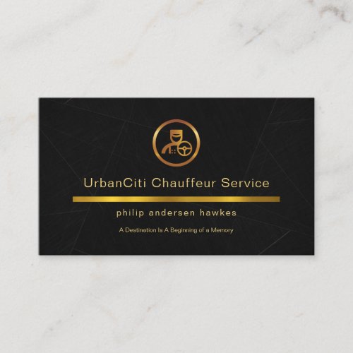 Simple Black Marble Gold Line Chauffeur Business Card