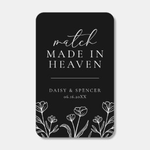 Simple Black "Match Made In Heaven" Wedding Favor Matchboxes