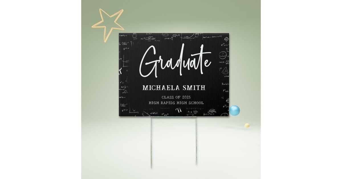 Simple Black Math Graduation Sign | Zazzle