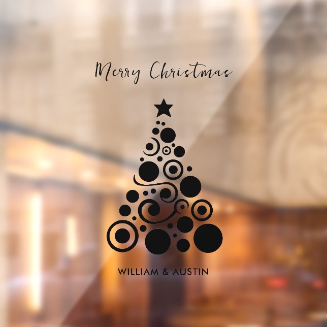 Simple Black Merry Christmas Business Office  Window Cling (Sheet 2)