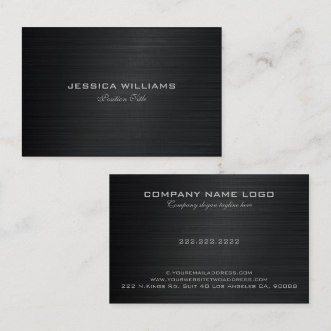 Simple Black Metallic Texture Background Business Card (Front/Back)