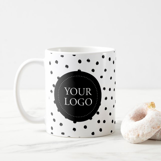 Simple Black Minimal Business Logo Custom Coffee Mug (With Donut)