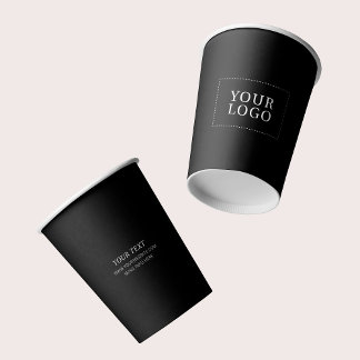 Simple Black Minimal Business Logo Custom Paper Cups