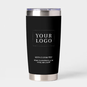 Simple Black Minimal Business Logo Custom Text Insulated Tumbler