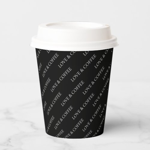 Simple Black Minimal Custom Text Pattern Paper Cup