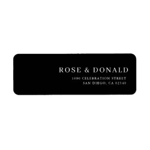 Simple black minimal custom wedding address label