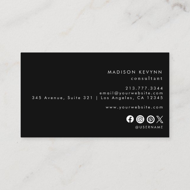  Simple Black Minimalist  Business Card (Back)
