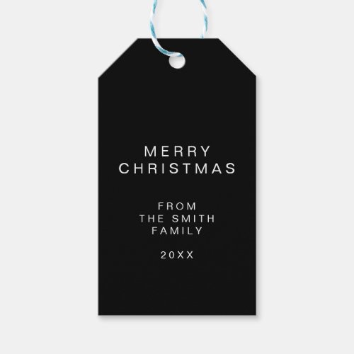 Simple Black Minimalist Christmas Gift Tags