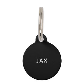Simple black minimalist custom name dog pet ID tag