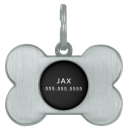 Simple black minimalist custom name dog pet ID tag