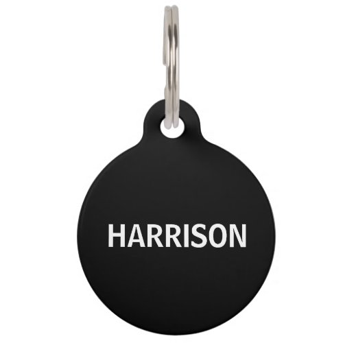 Simple Black Minimalist Double Sided Personalized Pet ID Tag