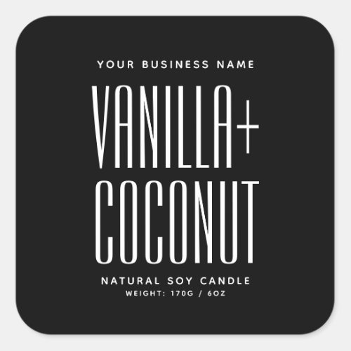 Simple black minimalist soy wax melts candle label