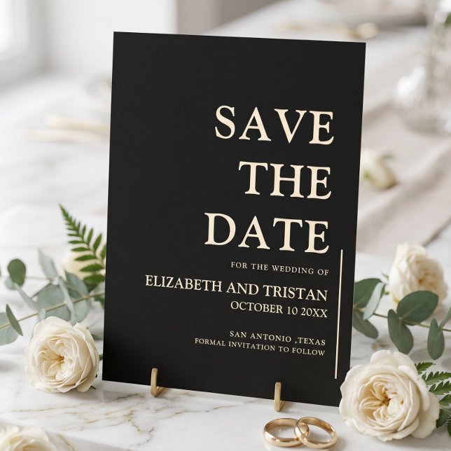 Simple Black Minimalist Wedding  Save The Date (Creator Uploaded)