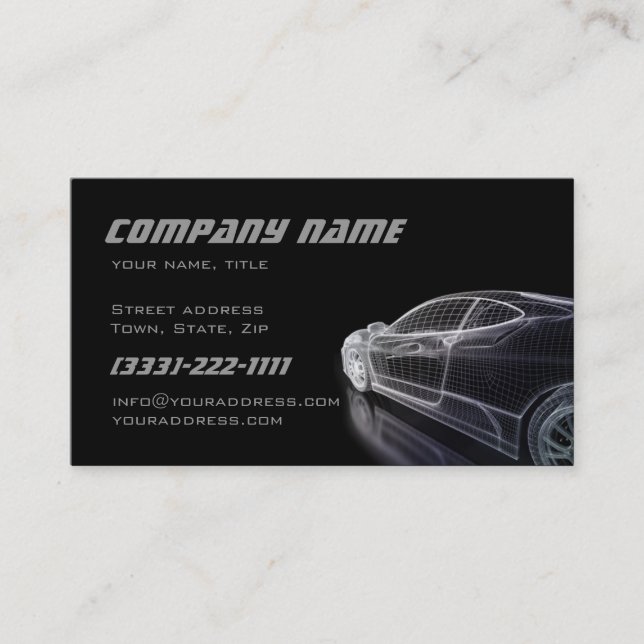 Simple Black Model Of A Car Business Card (Front)