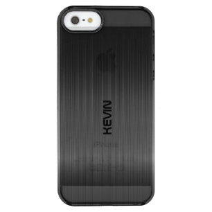 Simple Black Modern Carbon Fiber Texture Print Clear iPhone SE/5/5s Case
