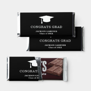 Simple Black Modern Graduation Hershey Bar Favors