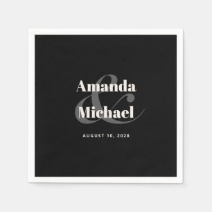 Simple Black Modern Minimalist Wedding Napkins
