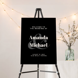 Simple Black Modern Minimalist Wedding Welcome Foam Board