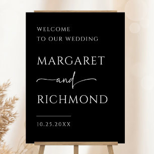Simple Black Modern Minimalist Wedding Welcome Foam Board