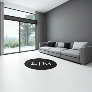 Simple Black Modern Monogram Rug