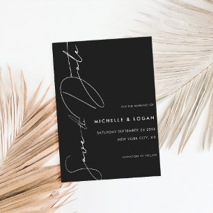Simple Black Modern Script Wedding Save The Date