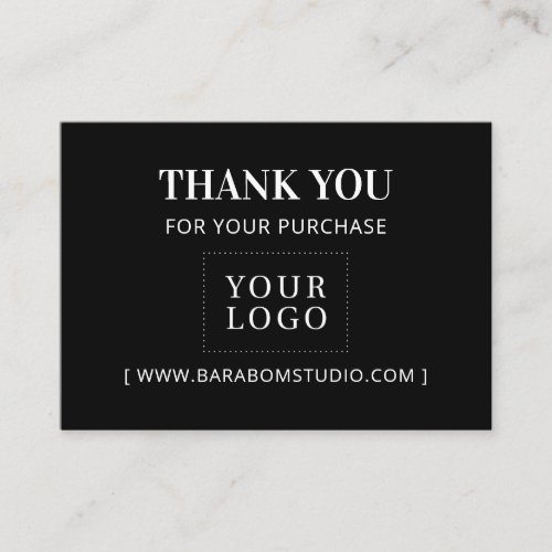 Simple Black Modern Thank you Business Logo Business Card