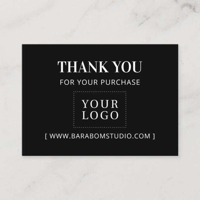 Simple Black Modern Thank you Business Logo Business Card (Front)