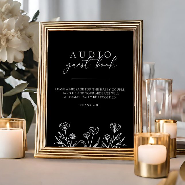 Simple Black Modern Wedding Audio Guest Book Sign (Creator Uploaded)