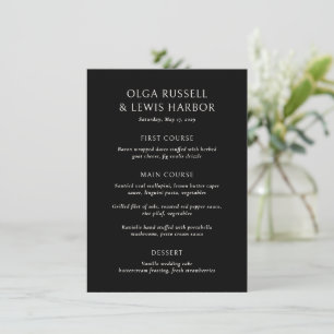 Simple Black Modern Wedding Menu