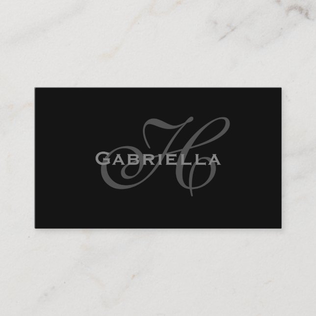 Simple Black: Monogram Business Cards (Front)