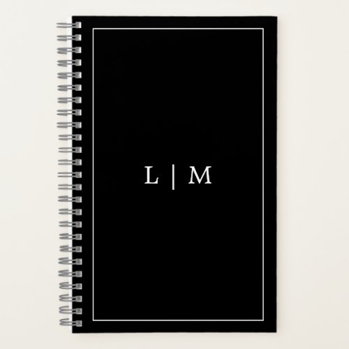 Simple Black Monogram Business Notebook