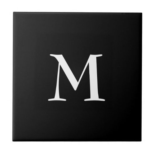 Simple BLACK monogram  Ceramic Tile