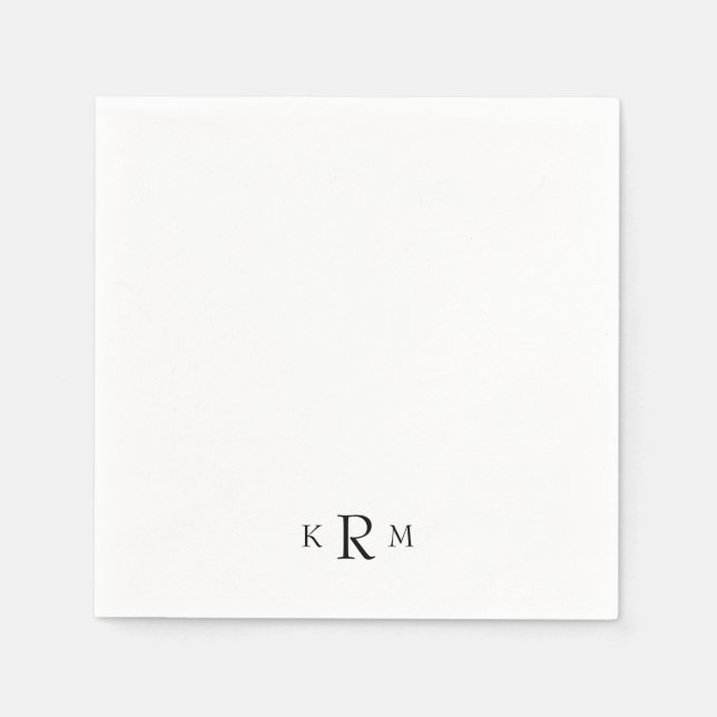 Simple Black Monogram Cocktail II Napkins (Front)