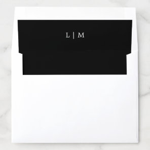 Simple Black Monogram Elegant Wedding Envelope Liner
